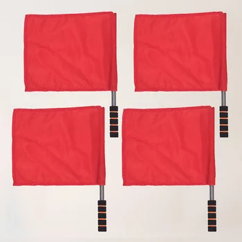 4 Ruce Vlajky z Nerezové Oceli Pól Odpovídaly Barvy Vlajky Rozhodčí Vlajka pro Fotbal, Dráha a Pole ( Červený )