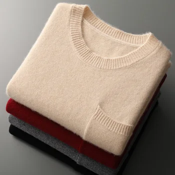 Pánské nové 100% čistá vlna vesta O-neck bez rukávů jacquard vest casual teplý svetr s dna a kabát volné svetr.