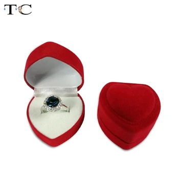 Velkoobchodní Zapojení Červený Samet Prsten Box Šperky Displej Skladování Skládací Pouzdro pro Snubní Prsten Valentýna Dárek Organizátor