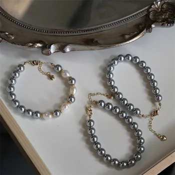 Módní Šedá Přírodní Perlový Náramek pro Ženy Luxusní Nádherné Nerezové Oceli Náramek Šperky, Doplňky, Dárek k Výročí