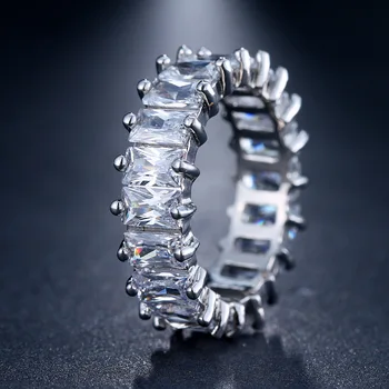 Módní šperky Crystal od Swarovskis Čistě bílé osobnost obdélníkový zirkon prsten ženské temperament jednoduché šperky