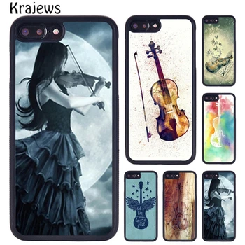 Krajews Gothic Dívka Housle Akvarel Telefon Pouzdro Pro iPhone SE2020 15 14 XR XS 11 12 mini 13 Pro MAX 6 7 8 Plus kryt coque