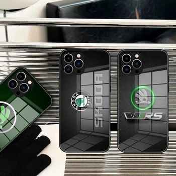 Cool Sport S-Skodass Telefon Pouzdro Pro iPhone 14 13 12 11 X X 8 7 6 Plus Mini Pro Max SE 2022 Černý PC TPU Sklo Kryt Telefonu