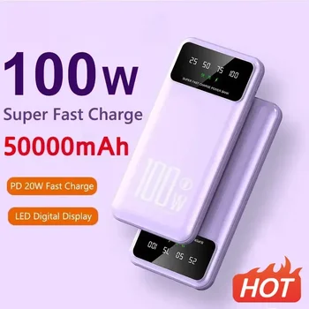 50000mAh 100W Super Rychlé Nabíjení Power Bank Přenosná Nabíječka Baterií Powerbank pro iPhone, Huawei, Samsung Nové