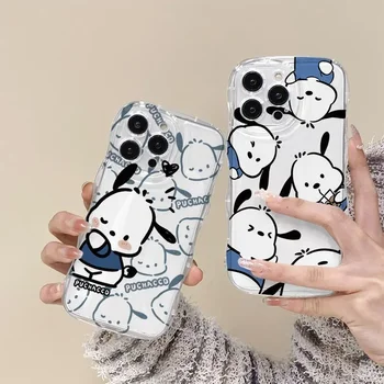 Sanrio pochacco štěně Bublina Čaj transparentní Telefon Pouzdro Pro iPhone 15 14 13 12 11 Pro Max Xr 7 8 14 Plus případě roztomilý kreslený Obal