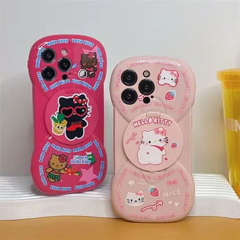 Kawaii Anime Beach Sanrio Hello Kittys Roztomilé Telefon Pouzdro pro iPhone 14 13 12 11 X Pro Maxi Plus Telefon Případě Kapesní Zrcátko Hračky pro Holky