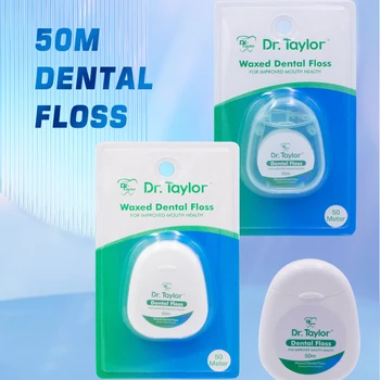 Dr. Taylor 2*50m Dentální Nit Vosk Máta Ochucené .Zuby, Pastu,Zubní Čisté Ústní Hygieny