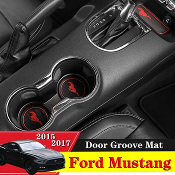 12KS Pro Ford Mustang 2015 2016 2017 Auto Dekorace Interiéru Brána Hrací Podložka Non-Slip Cup Rohože Proti Skluzu Dveře Groove Příslušenství