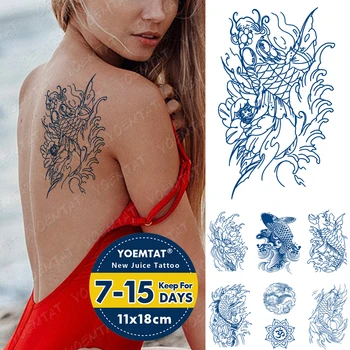 Šťáva Inkoust Tetování Body Art Trvalé Vodotěsné Dočasné Tetování Nálepka Japonsko Kapr Totem Tetování Paže Falešné Line Lotus Tatto Ženy