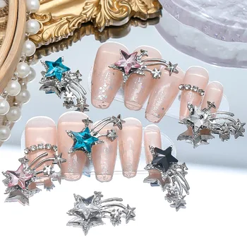 10KS 3D Luxusní Slitiny Meteor Star Nail Art Kouzlo Šperky Dílů Příslušenství Glitter Nehty Dekorace Design Dodávky Materiálů