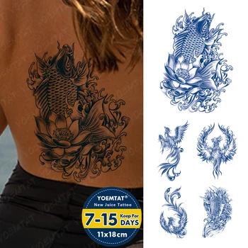 Šťáva Inkoust Trvalé Vodotěsné Dočasné Tetování Nálepka Kapr Lotus Genipin Bylinné Tělo Umění Semi Trvalé Falešné Tetování Muži Ženy Arm