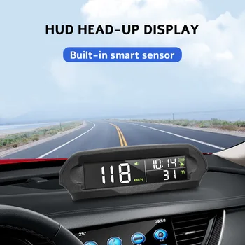 Solární Digitální Auto HUD Rychloměr S Teplota/nadmořská Výška GPS Head Up Display Over-Speed Unavený z Jízdy Připomenutí