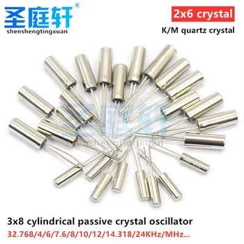 10pcs/lot 3x8 válcový pasivní crystal 2x6 quartz crystal 32.768 K křemenného krystalu 6MHZ 8 12 16