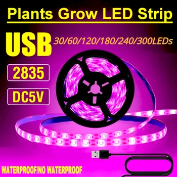 DC 5V LED Grow Světlo, Full Spectrum USB Grow Light Strip 2835 SMD Phytolamps Růst Rostlin Světlo pro Skleníkových Hydroponické Pěstování