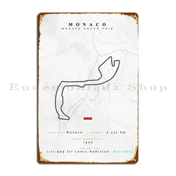 Monaco F1 Trať Fornula 1 Kovová Deska Plakát Na Stěnu Na Stěnu Navrhování Bar Stěny Jeskyně Tin Znamení, Plakát