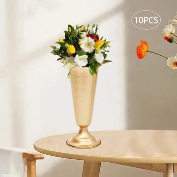 10ks Zlatý Krystal Svatební Květinové Vázy Svatební Party Dekorace Kovová Váza Dekor 25cm spojené státy