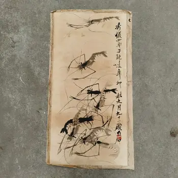Čínské Staré Scroll Qi Baishi krevety Malování na Rýžový Papír Malování Plátek