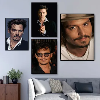 Johnny Depp Satin Poster Domácí Dekorace Wall Art Tkaniny Plakát Tisku 20x30cm,27x40cm,30x45cm,40x60cm