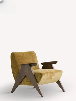 Designer Volný Čas Židle Nostalgické Jeden Masivního Dřeva, Pohovka Lobby Židle Balkon Volný Čas