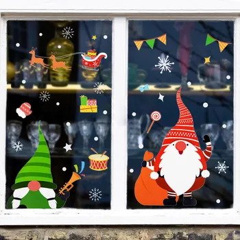 Vánoční Samolepky na Okno Roztomilý Skřítek Santa Claus Nálepka na Zeď pro Veselé Vánoční Večírek Domova dětský Pokoj Wall art Dekorace