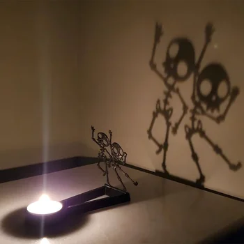 Halloween Atmosféru Skeleton Man Projekce Svícen Novinka Teroru Svíčka Stín Projekce Vnitřní Halloween Dekorace