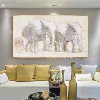 100% Ručně Malované zvíře slon klasické čisté velké velikosti olejomalba na Plátně Umění Klasické Dekor Cuadros Plakáty dárek