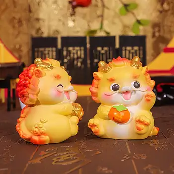 Čínský Zodiac Dragon Figurky Pryskyřice Roztomilý Drak Socha 2024 Čínského Zvěrokruhu Drak Socha Rok Draka Ornament