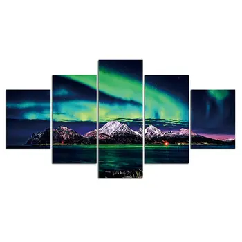 5kusů Severních Světel Aurora Moderní Dekor Nástěnné Plátno Umění HD Tisk 5 Kusů Snímků, Malby Domácí Výzdoba Č. Zarámovaný 5 Panel