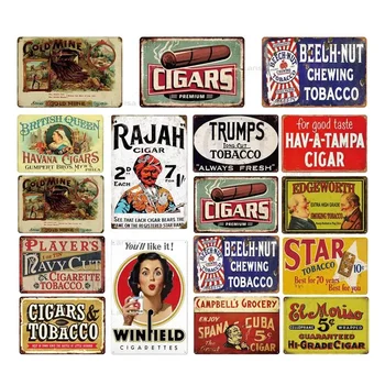 Doutník Tin Znamení Kovová Deska Vintage Plechové Znamení Tabáku, Kov, Znamení, Zeď Umění Kovové Malování pro Doutník Obchod Plechu Zdi Dekor