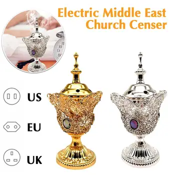 Elektrické Kadidlo Blízkém Východě Církevní Kadidelnice Kov Jemný Ornament Kadidlo Kovové Dekorativní Doma Vinta D4s2