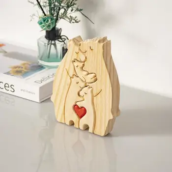 Vlastní Dřevěné Umění Přizpůsobitelné Puzzle Dřevěná Medvědi Rodina Puzzle Vzdělávací Hračka Domova Dárek K Narozeninám Ručně Vyráběné Dřevěné