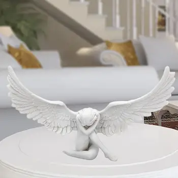 Kreativní Pryskyřice Angel Wing 3D Figurka Socha Objetí Home Office Decor