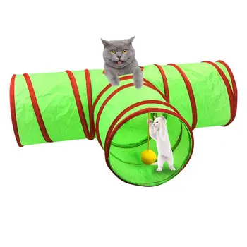 Kočka Tunelu T Tvar Pet Trubice Skládací Hračka Pro Indoor Outdoor Fun Cat Tunel Znuděný Kočka Nakouknutí Díra Hračka Míč Pet Kočka Tunelu Trubice