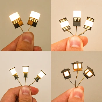 5kusů Miniaturní 3v Led Trávník Lampa Model Diy Stavební Písek Stůl Zahradní Scéna Rozložení Světla Diorama Soupravy