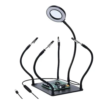 Pájecí Nástroj Se 3 LED Zvětšovací Světla PCB Držák 4 Flex Arm Pájecí Stanice Pro Pájení Elektronických Opravy Šperků