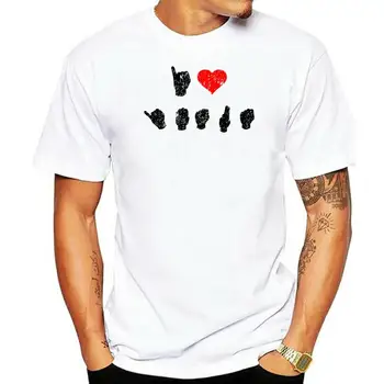Miluji Ježíše - znakový Jazyk Ruce - Červené Srdce Pánské T-Shirt