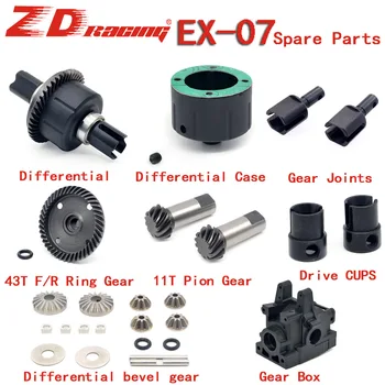 EX-07 DBX07 Původní ZD Racing F/R Diferenciálu 43T Ring Gear 11T Pion Gear Drive ŠÁLKY Převodovky pro 1/7 RC Auto