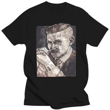 Tištěné Mužů T Košile Bavlna O Krk Trička Arthur Shelby Peaky Ilustrace Krátký Rukáv Ženy T Košile