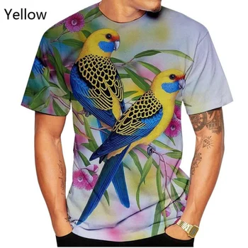 2023 Módní Originální Mužů a Žen Tričko 3D Papoušek Zvířat Vzorované Tisk T Košile