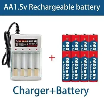2023 Novou Značku AA baterie 9800 mah dobíjecí baterie AA 1,5 V. Nabíjecí Nové Alcalinas drummey +1ks 4-cell baterie nabíječka