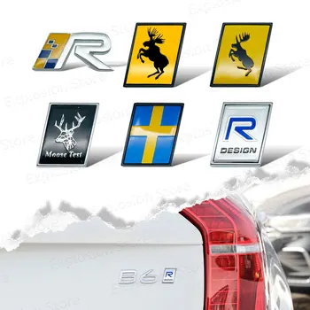 R design AWD Logo Švédsko Vlajky Losí Test Odznak Malé Auto Nálepka Kovové Interiéru Pro Volvo Ocean V40 V60 V70 XC40 XC60 XC90 S40 S80