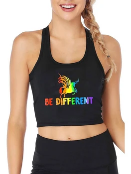 Být Různé LGBTQ Pegasus Rainbow Design Sexy Slim Fit Crop Top Bisexuální Streetwear Osobnosti Přizpůsobitelné Tílka