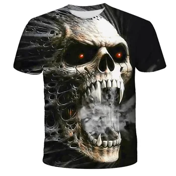 Letní muži oblečení Lebky Tisk 3D T-shirt Pánské-Krátký rukáv Venkovní Sportovní Rychlé Suché tričko Pro Muže Halloween Oblečení