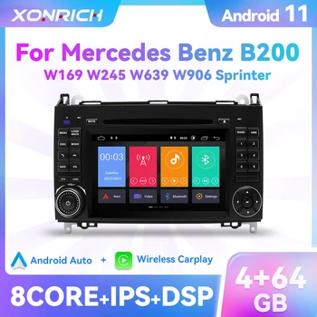 Carplay 2Din Android 11 Auto DVD Rádio Pro Mercedes Benz Sprinter B200 W209 W169 Viano B-class W245 B170 Vito W639 A180 A160 W906