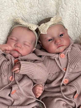 19inch Plné Tělo Silikonové Již Malované Hotové Reborn Baby Panenky Dvojčata Levi Vzhůru A Spí, Dítě, Doll 3D Pleti Viditelné Žíly