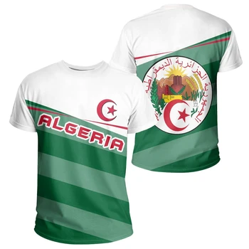 Letní Alžírsko Krátký Rukáv Ležérní Sportovní Volné Tričko Vlajky Tisknout Vysoce Kvalitní T-Shirt Létě Kolem Krku Muži Dámy Top