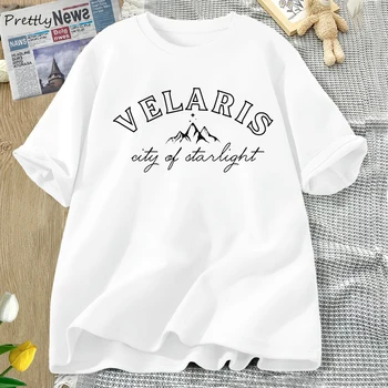 Velaris Města Starlight T Shirt Ženy Vintage ACOTAR Tshir Noc Soud Sarah J Hmotnost Topy Ženy T Košile Letní Nadrozměrné Tees