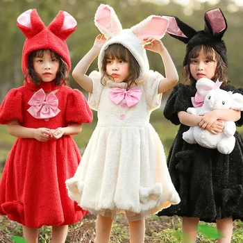 Holky Krásný Králík Bunny Kostým Cosplay Děti, Halloween, Velikonoce, Narozeniny Fotografie Zvířat, Téma Party Šaty