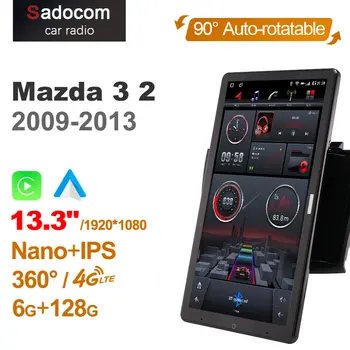 Otočný 1920*1080 13.3 Carplay Android 10.0 Auto Multimédií pro Mazda 3 2 2009-2013 Auto Rádio 4G LTE 360 Optický Koaxiální