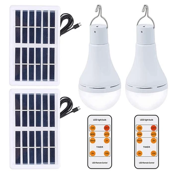 1Set LED Solární Světlo Žárovka Dobíjecí Energie Žárovka Lampa S Dálkovým ovládáním Pro Vnitřní Venkovní